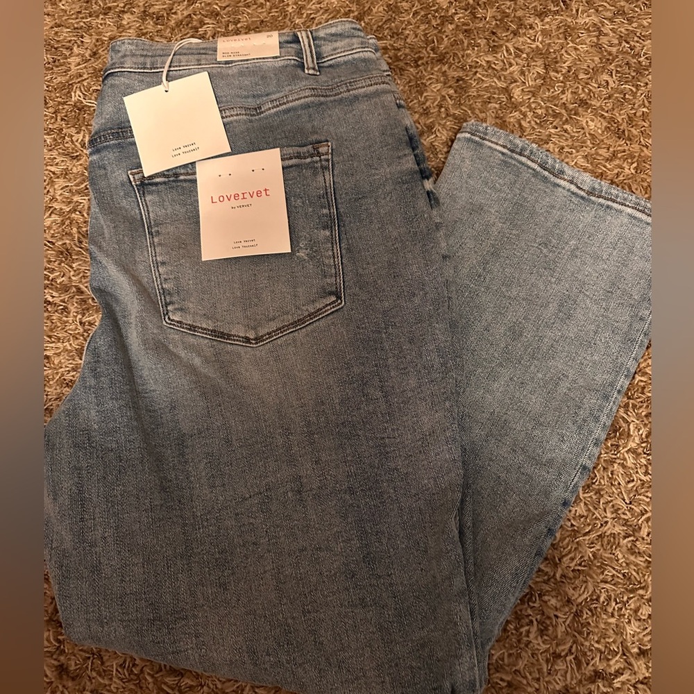 Lovervet by VERVET Mid Rise Slim Straight Jeans LV1079-P- Size 20- NWT